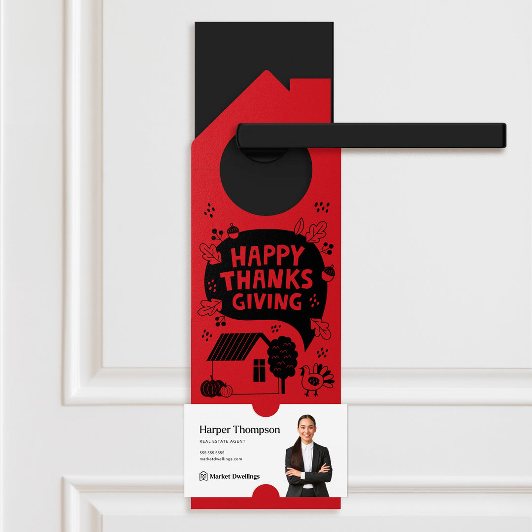 Happy Thanksgiving Neighbor Door Hangers Door Hanger Market Dwellings SCARLET