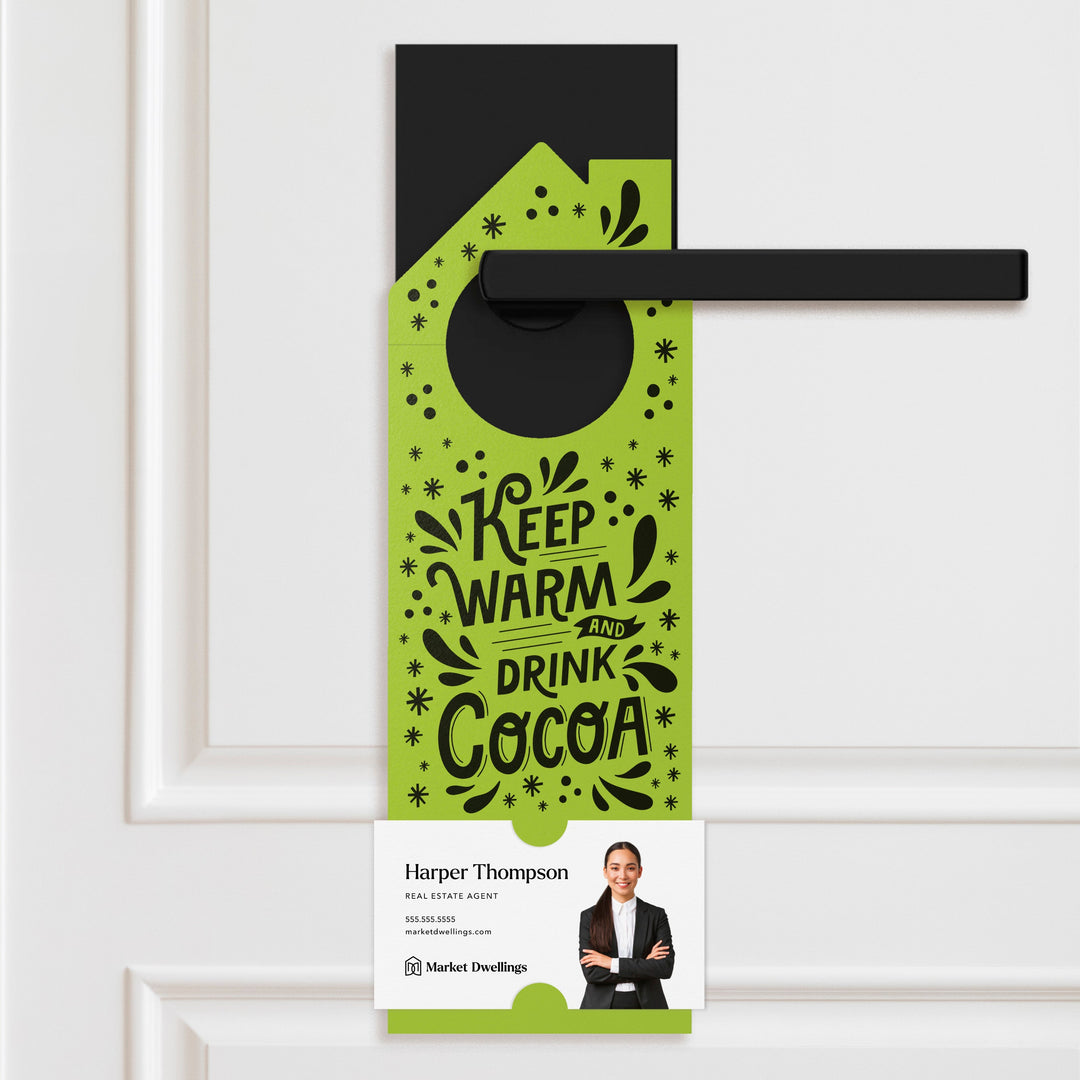 Keep Warm and Drink Cocoa Door Hangers Door Hanger Market Dwellings GREEN APPLE