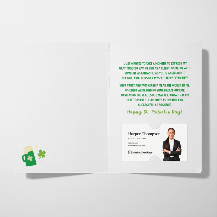 Set of Lucky Me To Have You As A Client | St. Patrick's Day Greeting Cards | Envelopes Included | 117-GC001 Greeting Card Market Dwellings