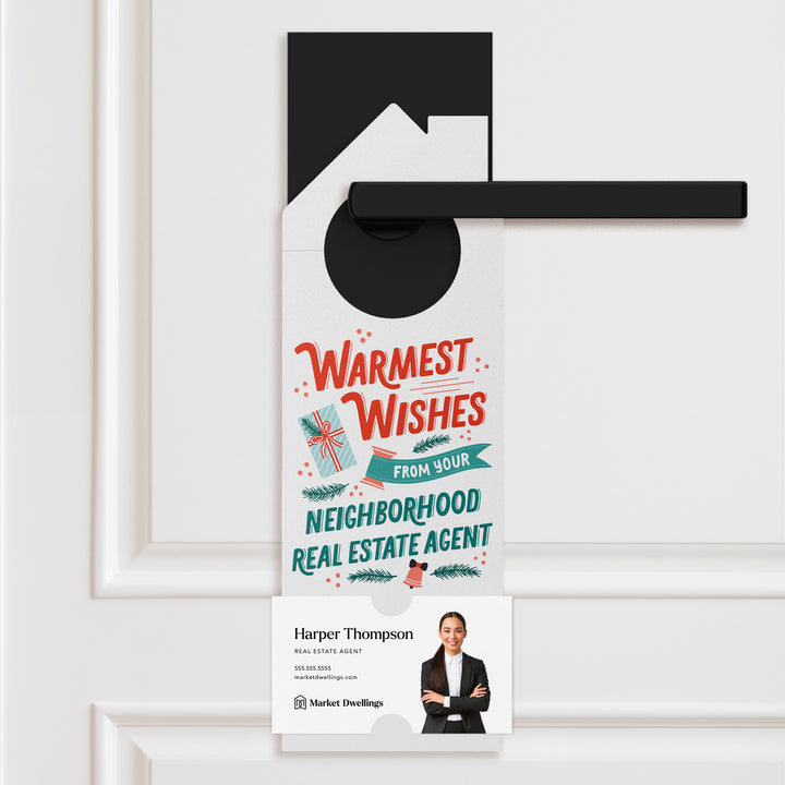 Warmest Wishes From Your Neighborhood Real Estate Agent Door Hangers Door Hanger Market Dwellings RED