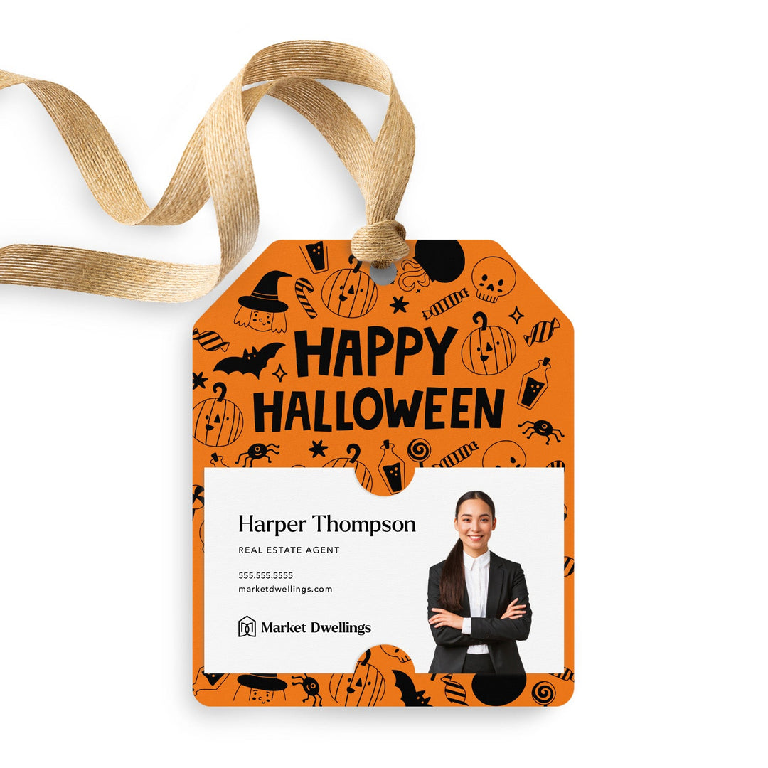 Happy Halloween | Halloween Gift Tags | 136-GT001 Gift Tag Market Dwellings SCARLET  