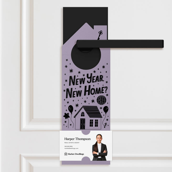 New Year, New Home? | New Year Door Hangers | 138-DH002 Door Hanger Market Dwellings WHITE  