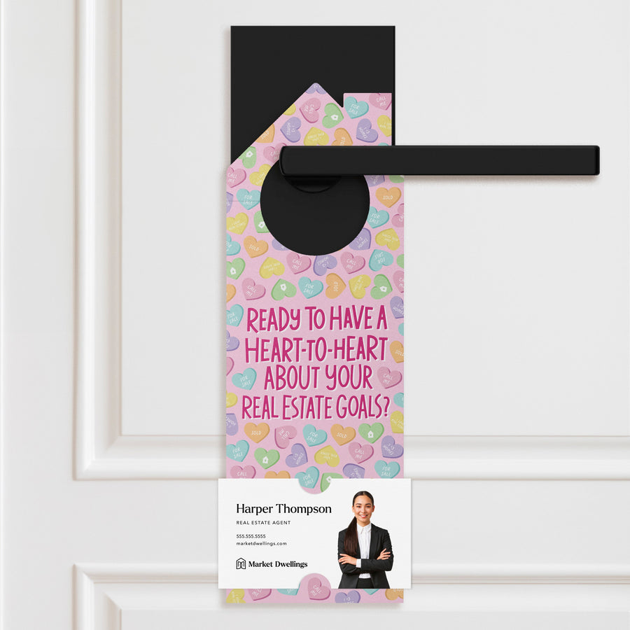 Ready To Have A Heart-To-Heart About Your Real Estate Goals? | Valentine's Day Door Hangers | 145-DH002 Door Hanger Market Dwellings   