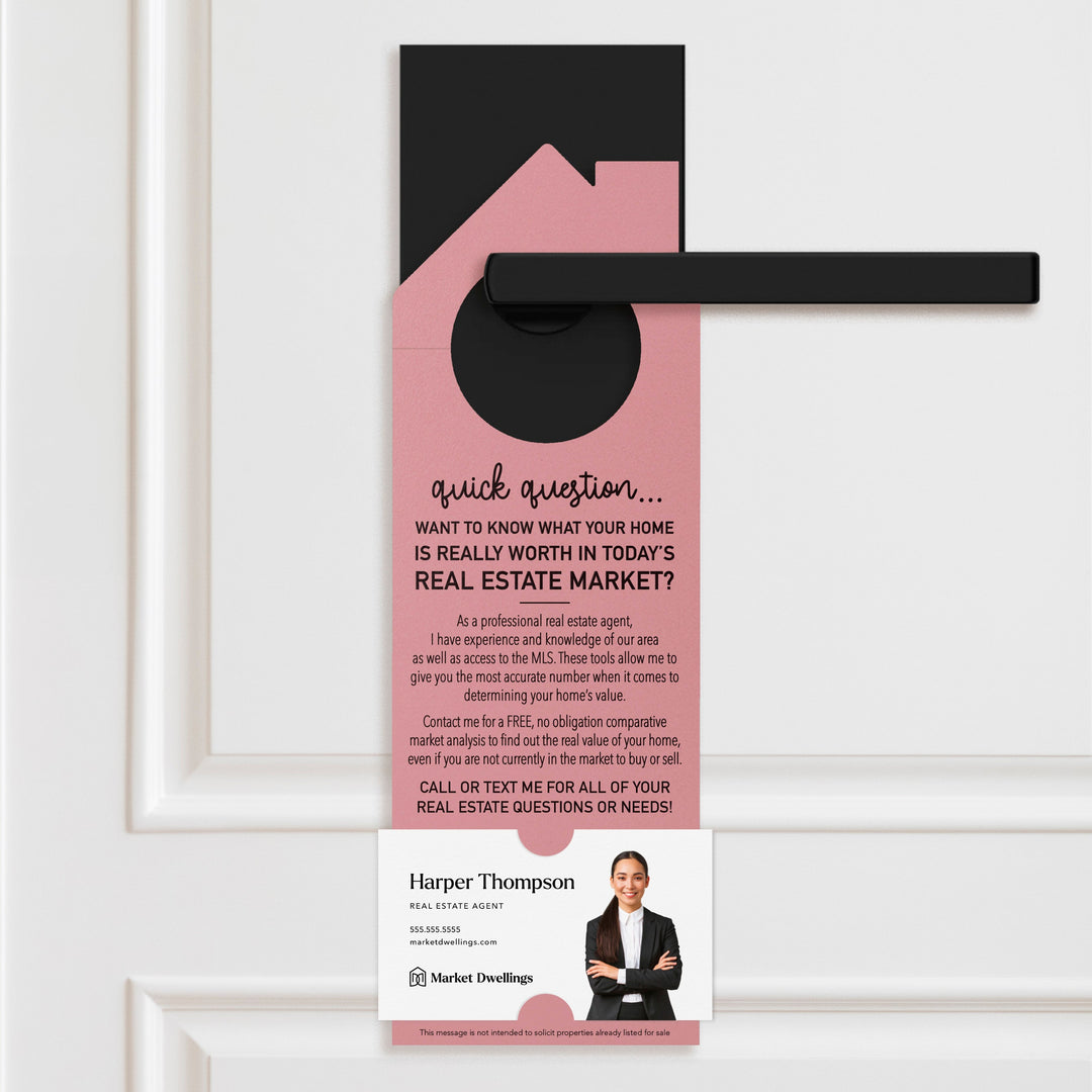 Quick Question Real Estate | Door Hangers | 15-DH002 Door Hanger Market Dwellings SCARLET  