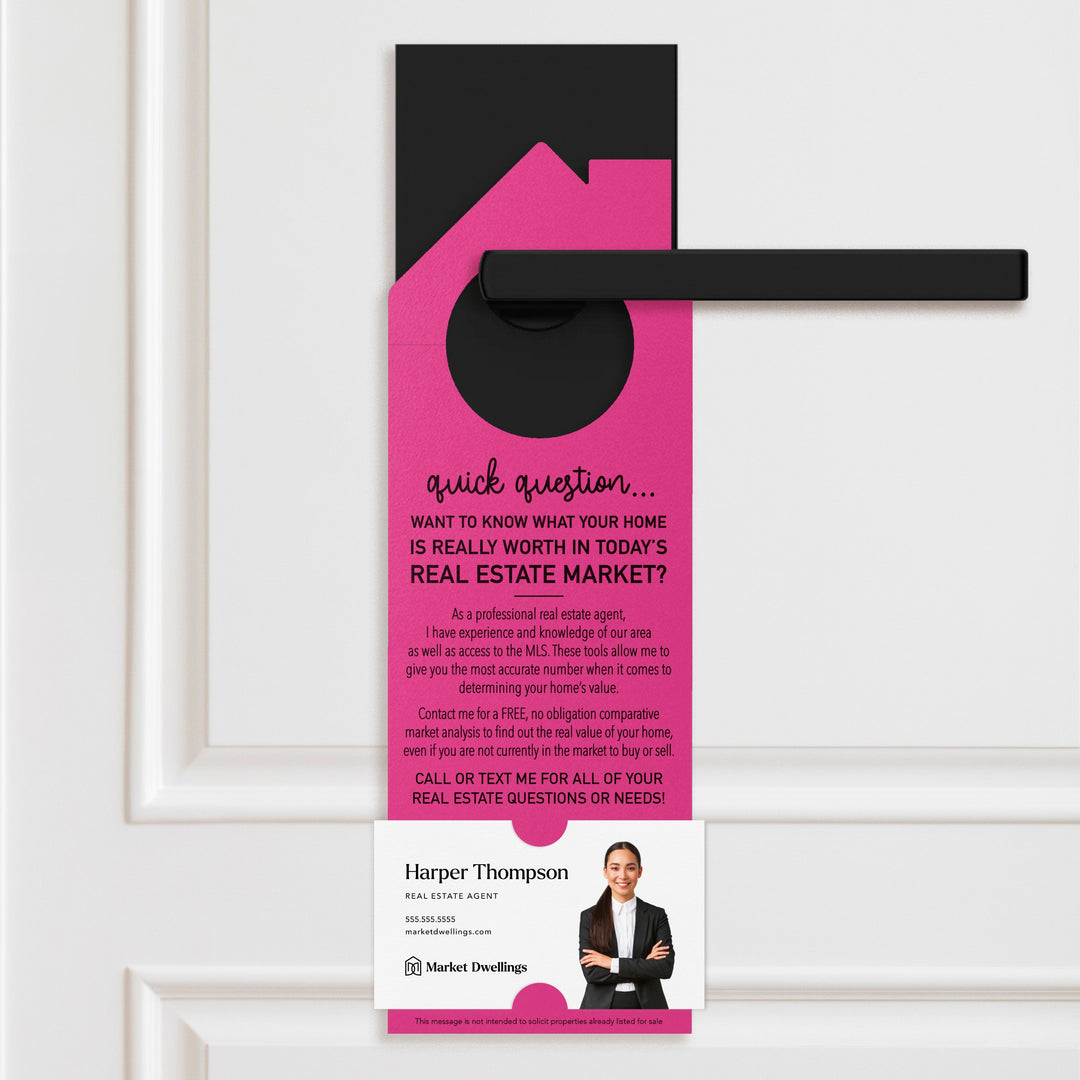 Quick Question Real Estate | Door Hangers | 15-DH002 Door Hanger Market Dwellings WHITE  