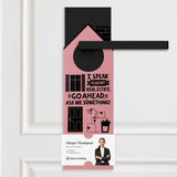 I Speak Fluent Real Estate. Go Ahead, Ask Me Something! Door Hangers Door Hanger Market Dwellings LIGHT PINK 10