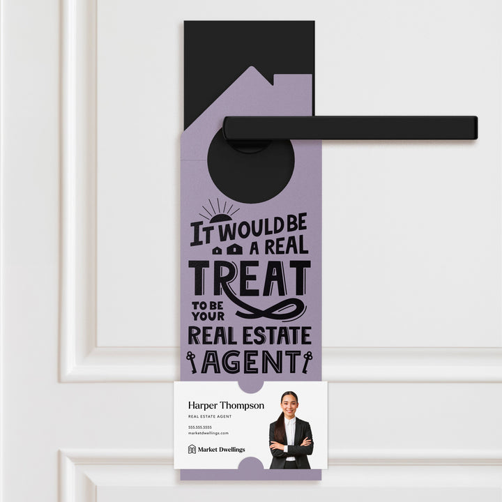 It Would Be A Real Treat To Be Your Real Estate Agent | Door Hangers | 165-DH002 Door Hanger Market Dwellings GREEN APPLE  