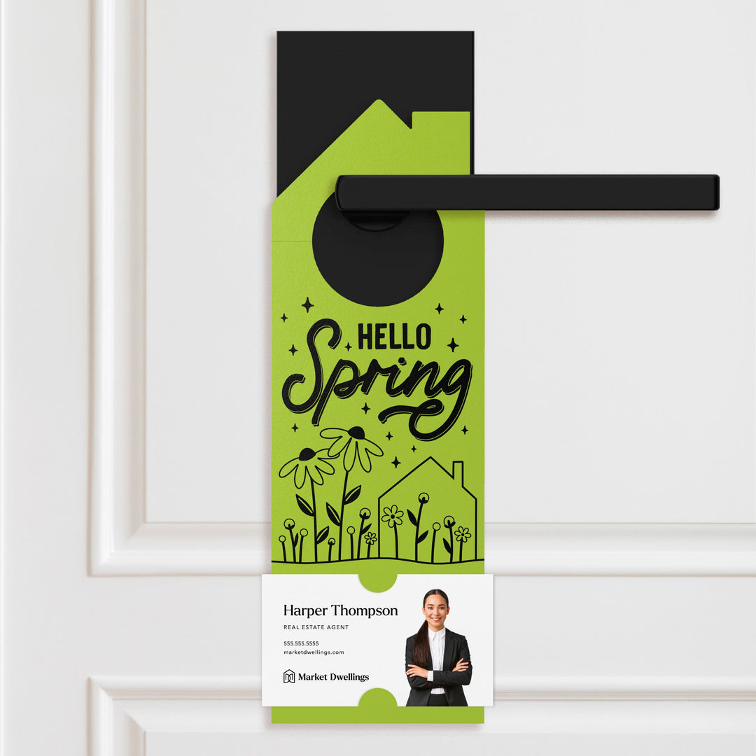 Hello Spring Maintenance Checklist Door Hangers Door Hanger Market Dwellings GREEN APPLE