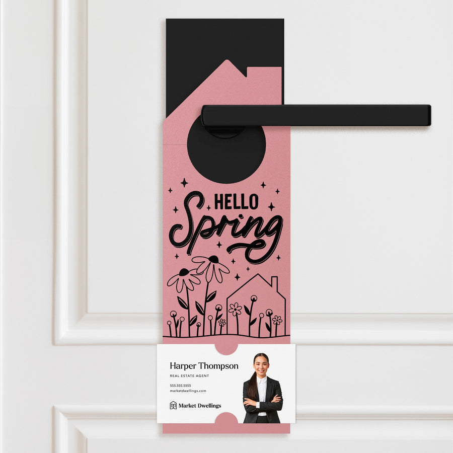 Hello Spring Maintenance Checklist Door Hangers Door Hanger Market Dwellings LIGHT PINK