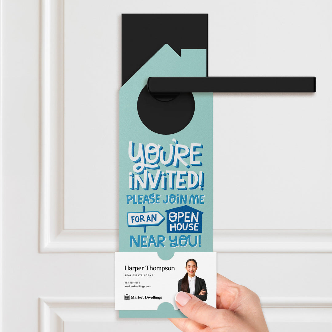 You're Invited to an Open House Near You Door Hangers Door Hanger Market Dwellings