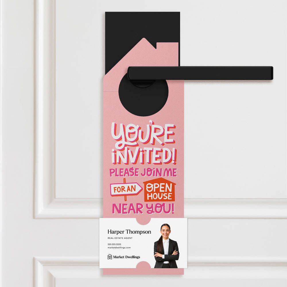 You're Invited to an Open House Near You Door Hangers Door Hanger Market Dwellings SOFT PINK 10