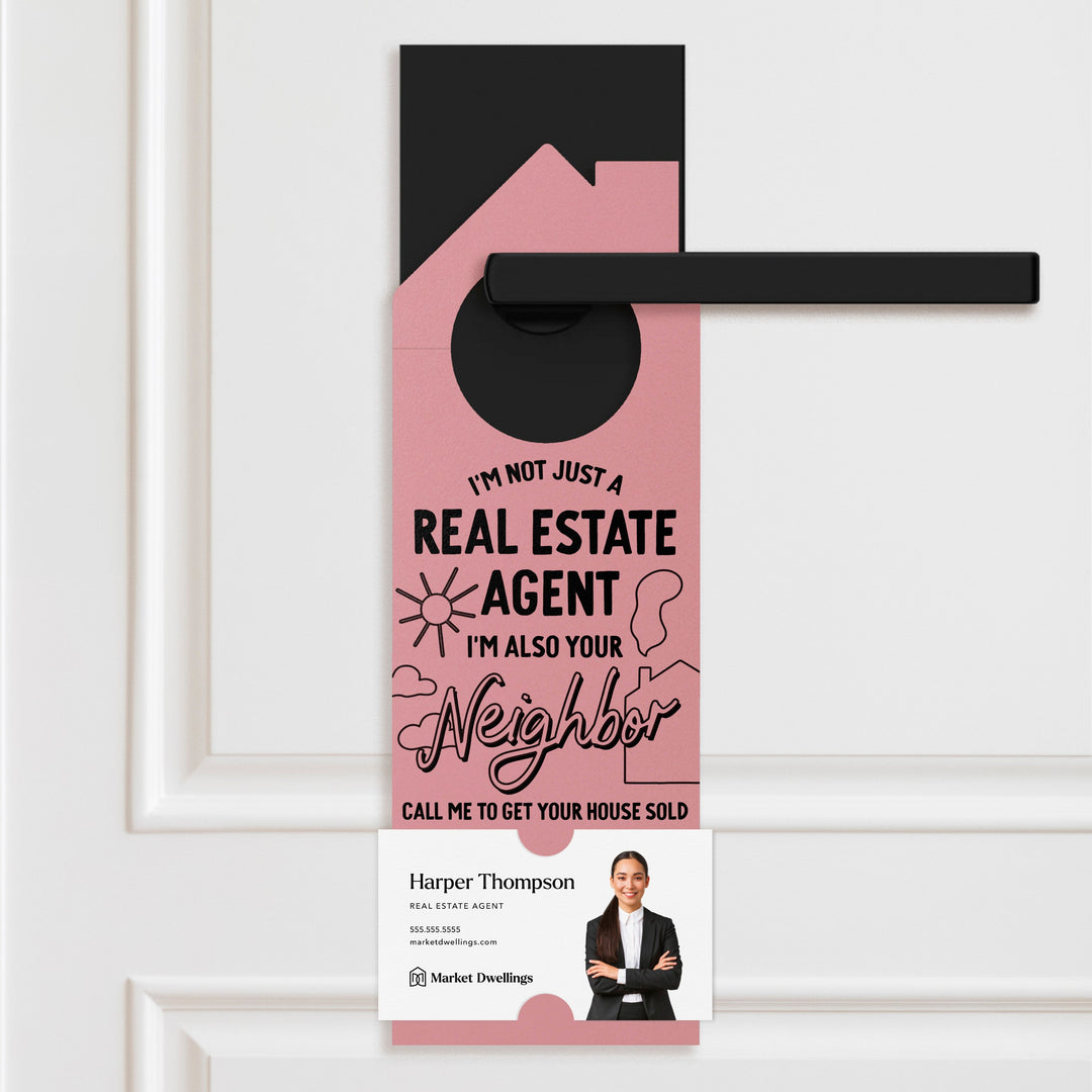 I'm Not Just A Real Estate Agent, I'm Also Your Neighbor  | Door Hangers | 193-DH002 Door Hanger Market Dwellings LIGHT PURPLE  