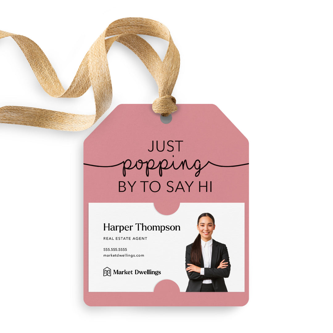 Just Popping By To Say Hi | Gift Tags Gift Tag Market Dwellings LIGHT PINK