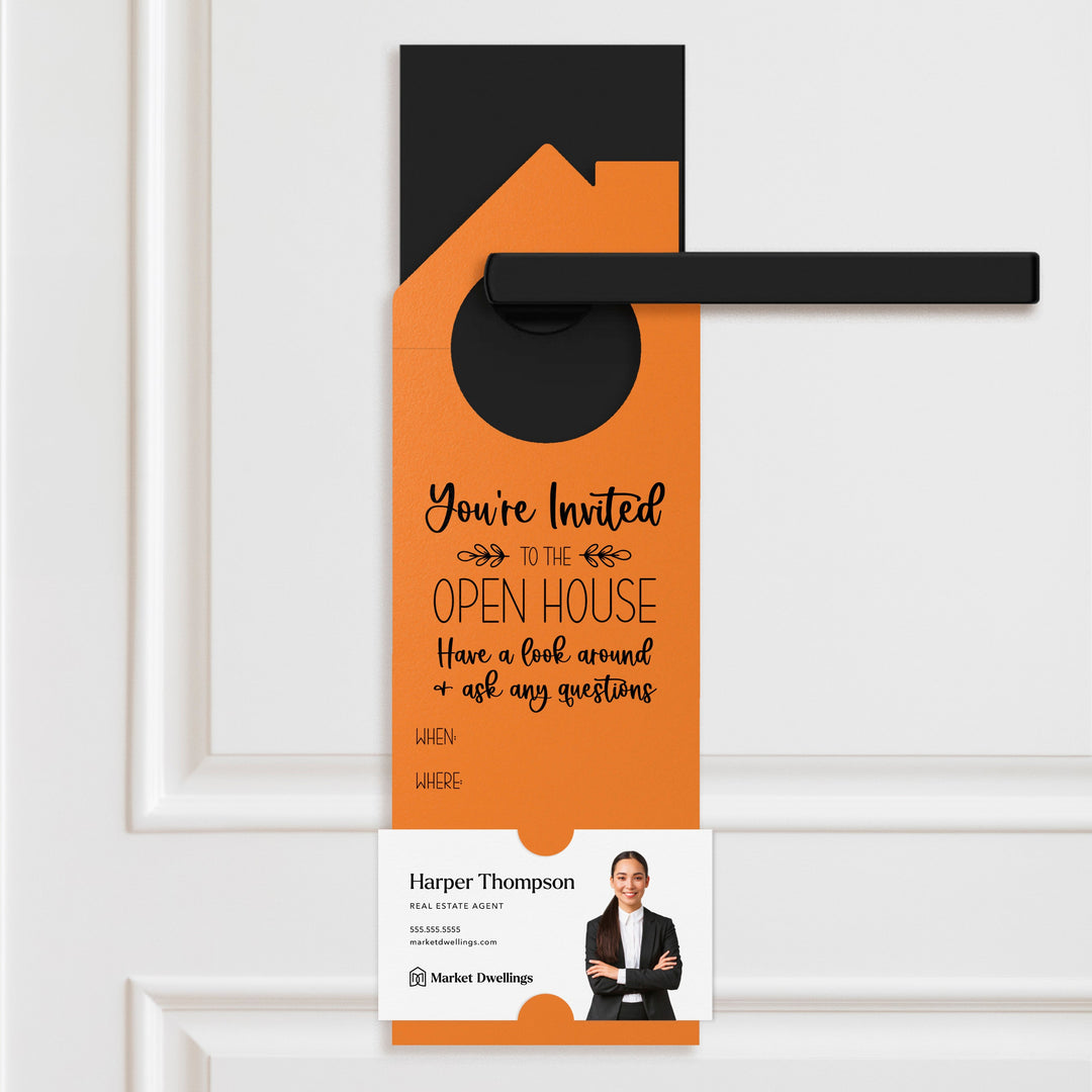 You're invited to the Open House Door Hangers Door Hanger Market Dwellings CARROT