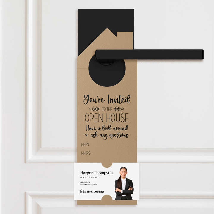 You're invited to the Open House Door Hangers Door Hanger Market Dwellings KRAFT