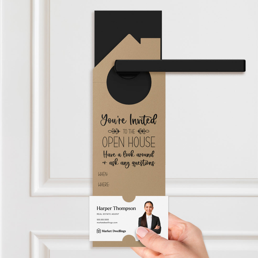 You're invited to the Open House Door Hangers Door Hanger Market Dwellings