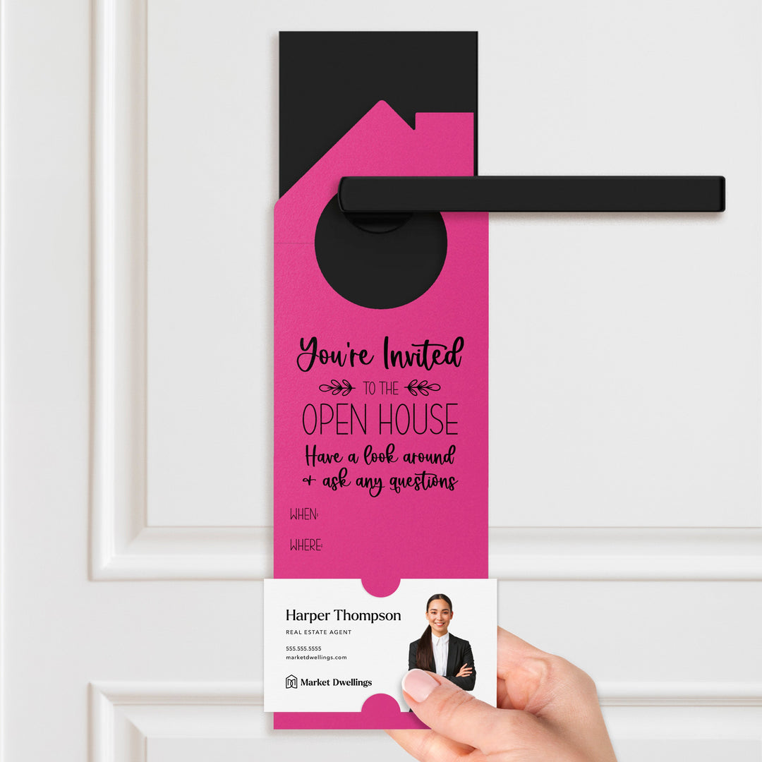 You're invited to the Open House Door Hangers Door Hanger Market Dwellings