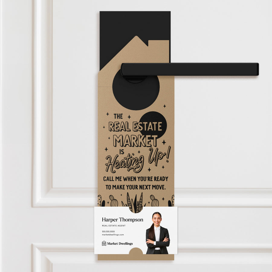 The Real Estate Market Is Heating Up! | Summer Door Hangers | 256-DH002 Door Hanger Market Dwellings KRAFT  