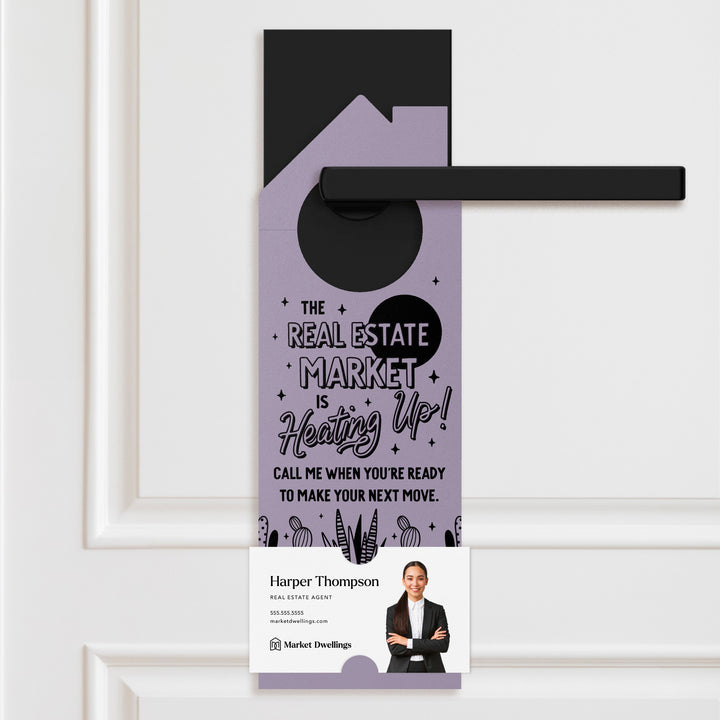 The Real Estate Market Is Heating Up! Door Hangers Door Hanger Market Dwellings LIGHT PURPLE