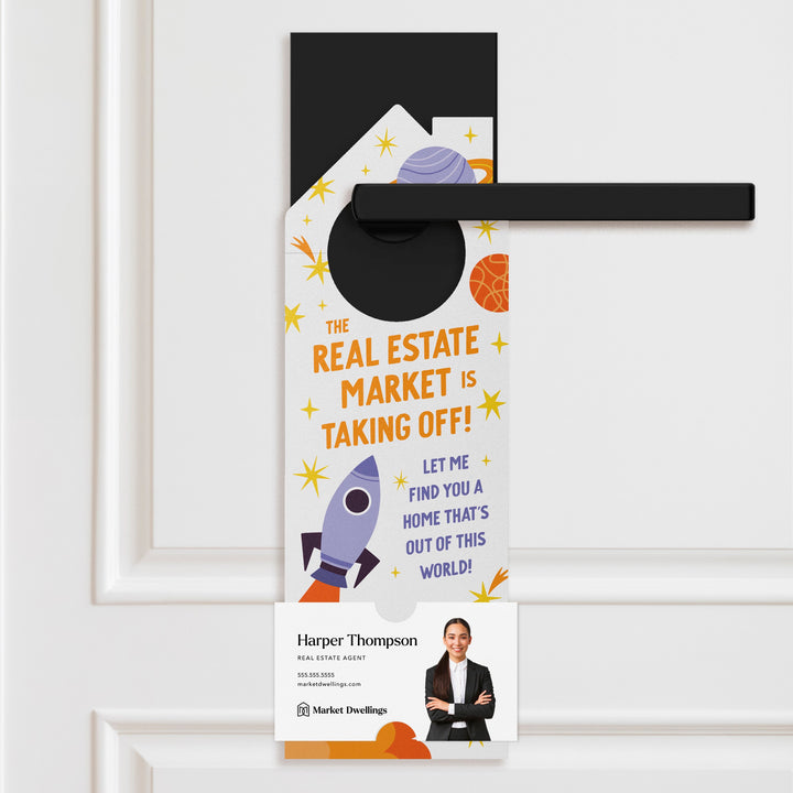 The Real Estate Market Is Taking Off! Door Hangers Door Hanger Market Dwellings WHITE