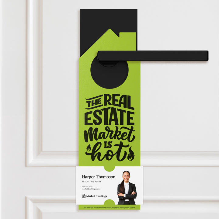 The Real Estate Market is Hot Door Hangers Door Hanger Market Dwellings GREEN APPLE