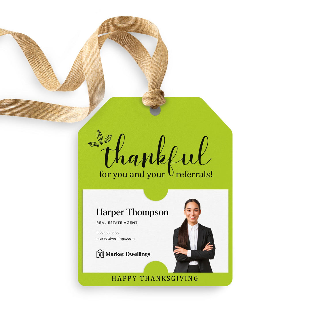 Thankful for You and Your Referrals | Happy Thanksgiving | Pop By Gift Tags | 28-GT001 Gift Tag Market Dwellings SCARLET  