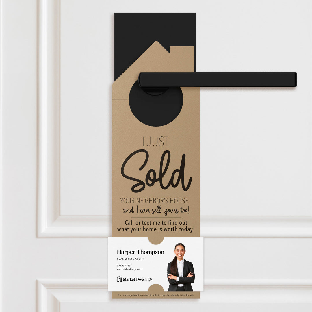 I Just Sold Your Neighbor's House | Real Estate Door Hangers | 3-DH002 Door Hanger Market Dwellings ARCTIC  