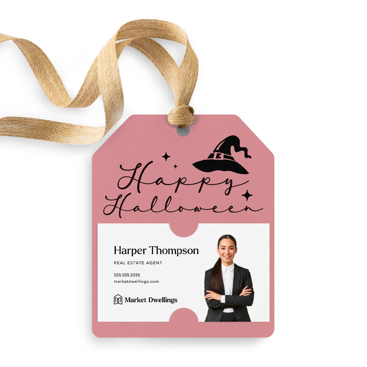 Happy Halloween | Witches Hat Halloween Pop By Gift Tags | 3-GT001 Gift Tag Market Dwellings GREEN APPLE  