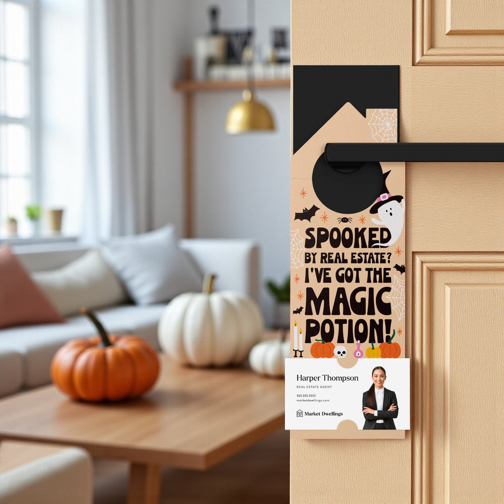 Spooked by Real Estate? I've Got the Magic Potion! Door Hangers Holiday Door Hanger Market Dwellings