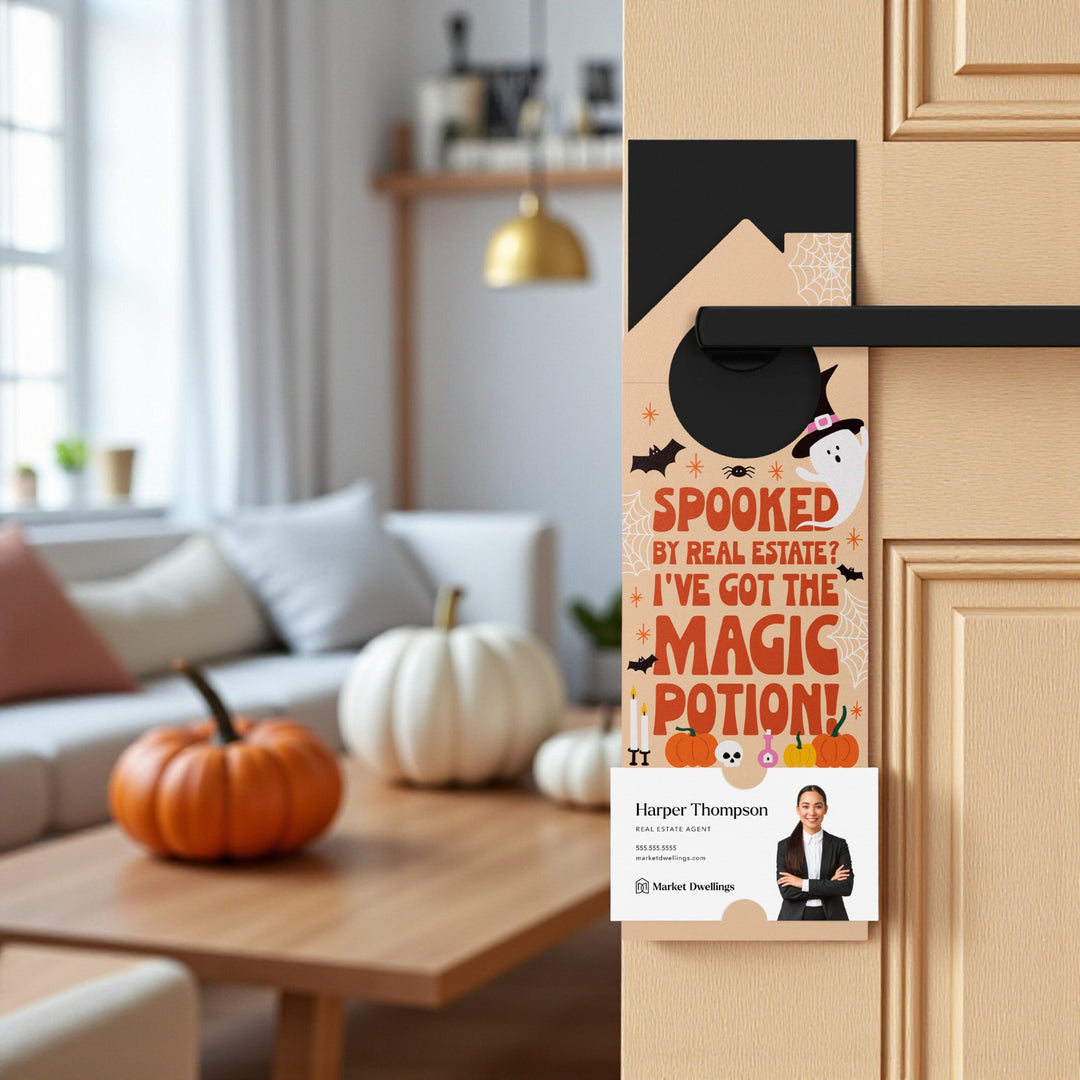 Spooked by Real Estate? I've Got the Magic Potion! Door Hangers Holiday Door Hanger Market Dwellings