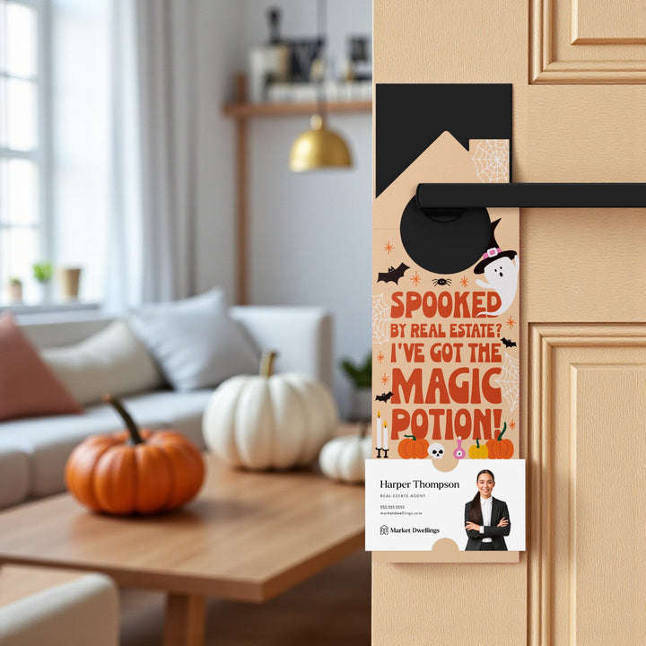 Spooked by Real Estate? I've Got the Magic Potion! Door Hangers Holiday Door Hanger Market Dwellings