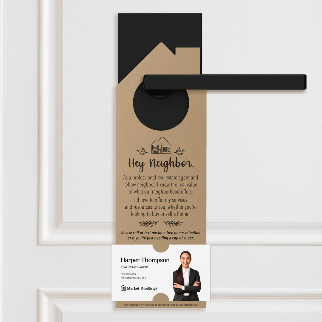 Hey Neighbor Real Estate Agent | Door Hangers | 32-DH002 Door Hanger Market Dwellings LIGHT PINK  