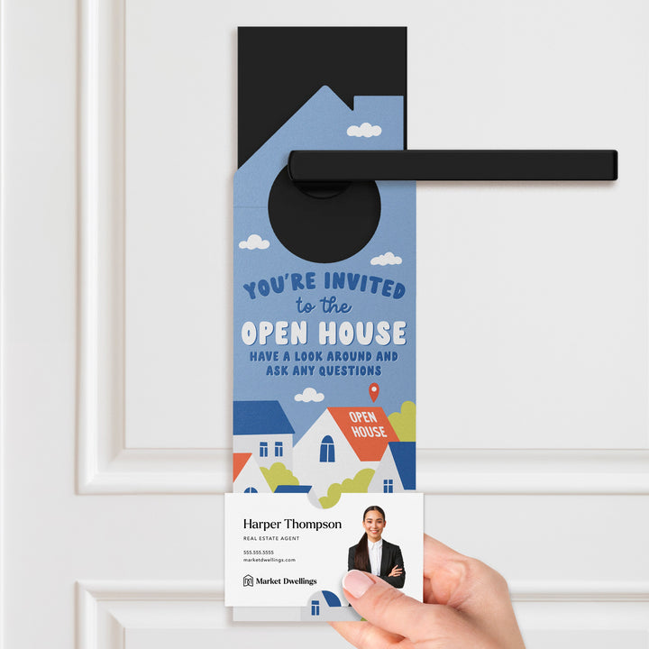 You're Invited to the Open House Door Hangers Door Hanger Market Dwellings