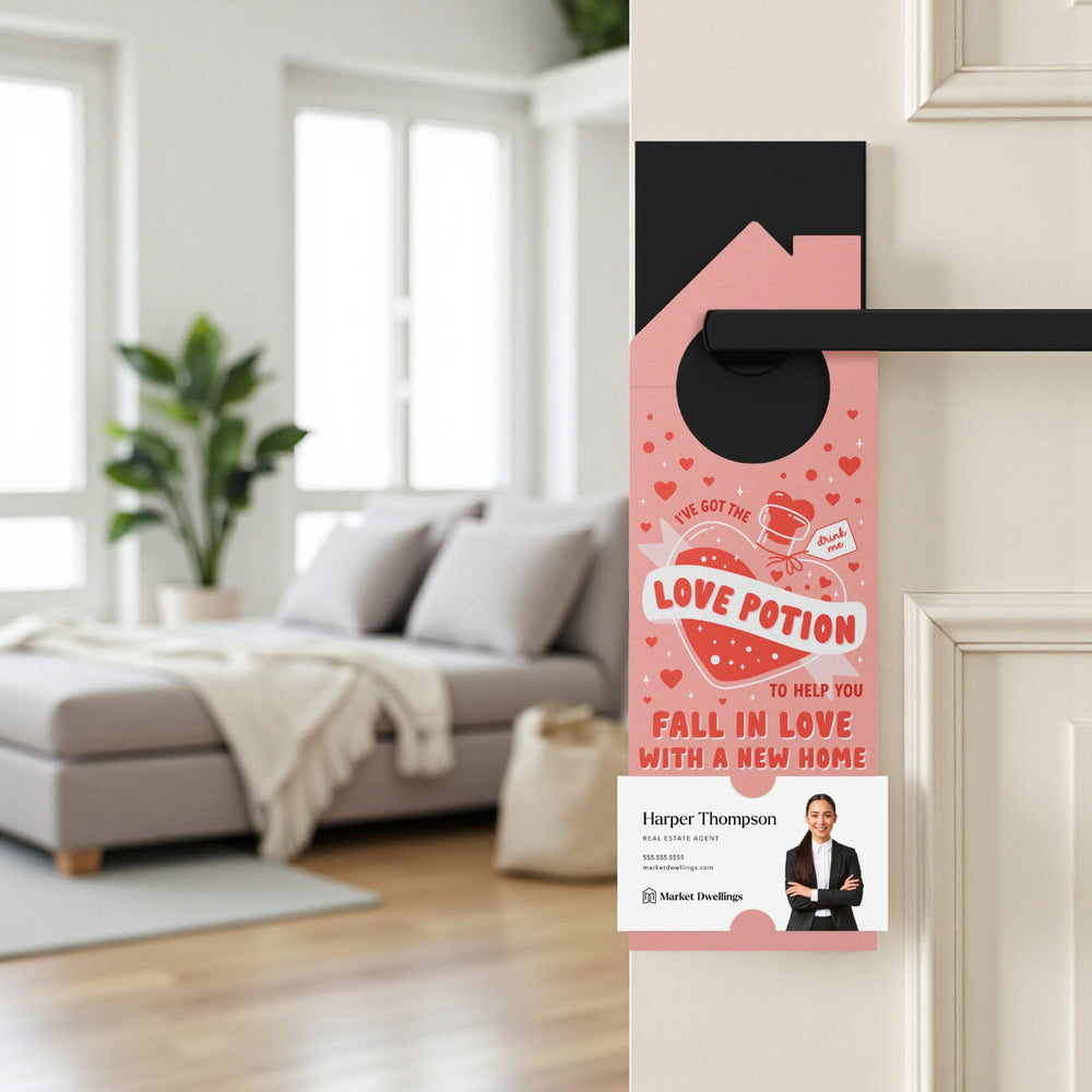 I've Got The Love Potion To Help You Fall In Love With A New Home Door Hangers Holiday Door Hanger Market Dwellings