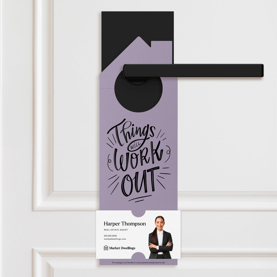 Things Will Work Out Real Estate Expired Listing Door Hangers Door Hanger Market Dwellings LIGHT PURPLE