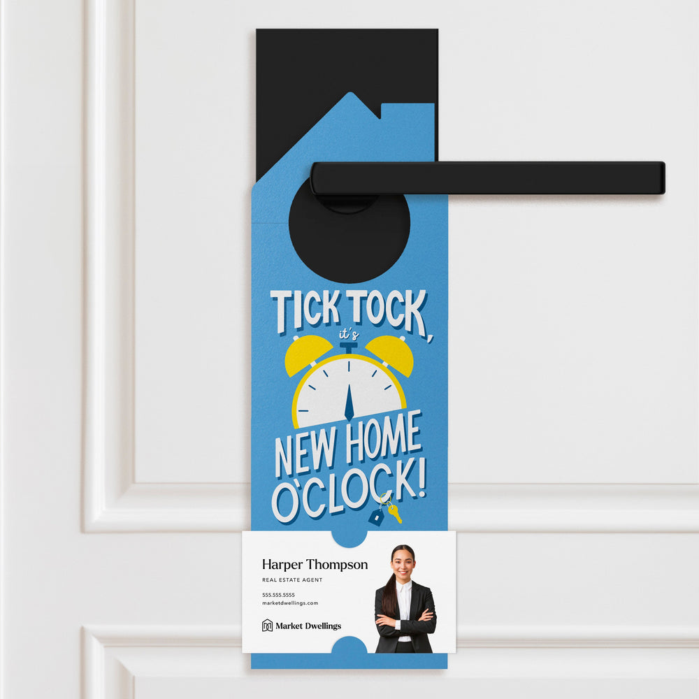 Tick Tock, It's New Home O'Clock! Door Hangers Door Hanger Market Dwellings BRIGHT BLUE 10