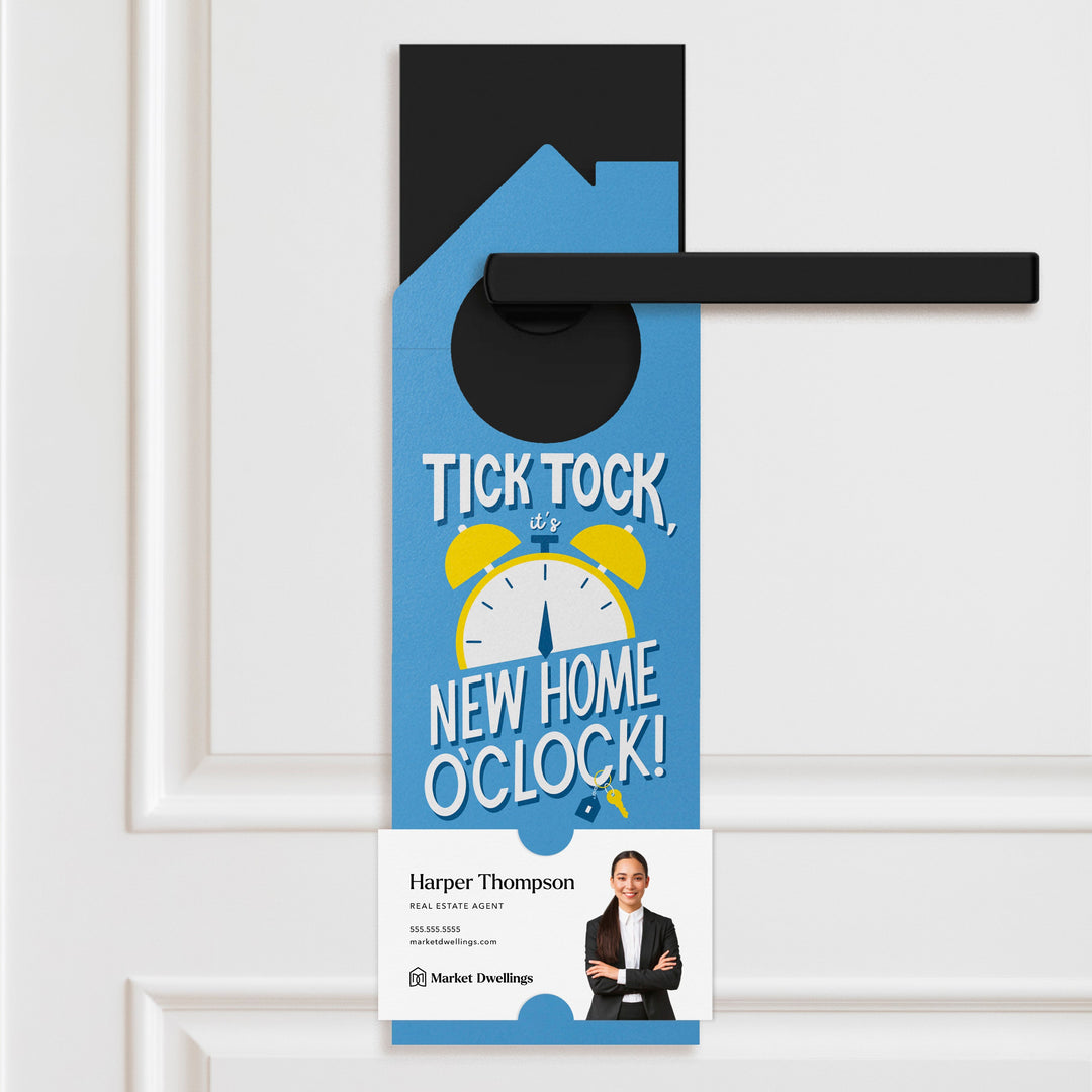 Tick Tock, It's New Home O'Clock! Door Hangers Door Hanger Market Dwellings BRIGHT BLUE