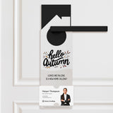 Hello Autumn Fall Real Estate Maintenance Checklist Door Hangers Season Door Hanger Market Dwellings