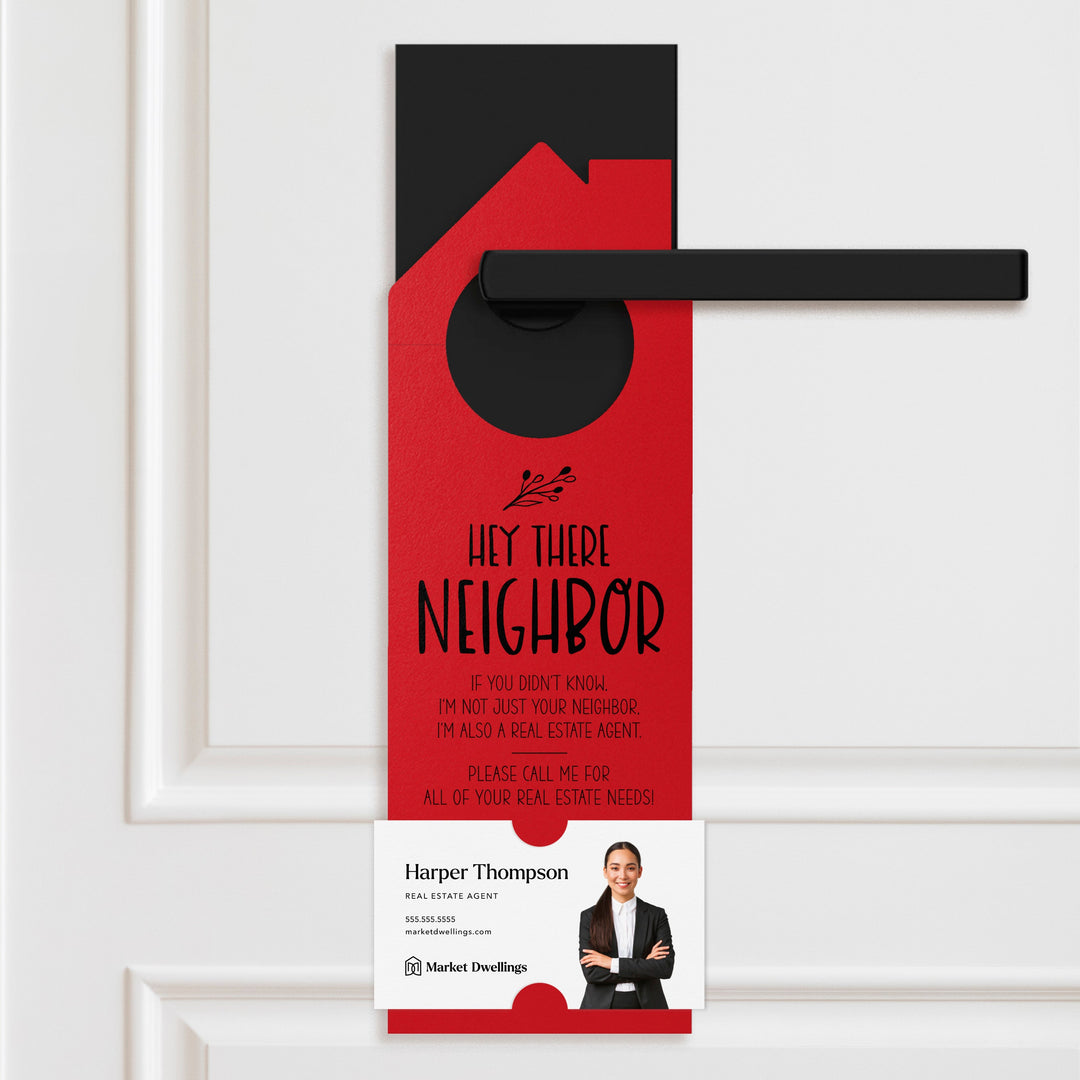 Hey Neighbor | Real Estate Double Sided Door Hangers | 45-DH002 Door Hanger Market Dwellings LIGHT BLUE  