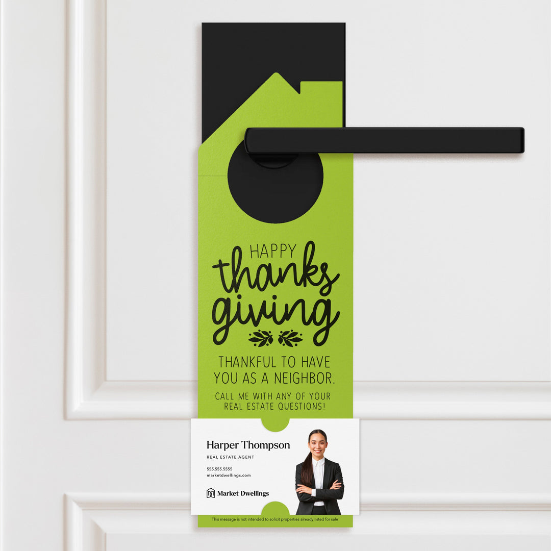 Happy Thanksgiving Door Hangers Door Hanger Market Dwellings GREEN APPLE