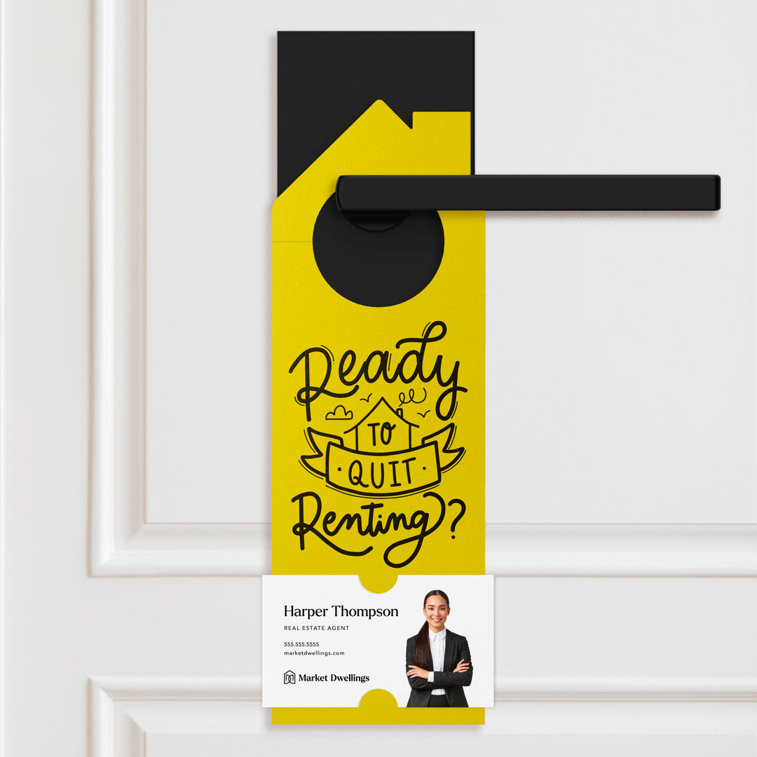 Ready to Quit Renting? | Double-Sided Real Estate Door Hangers | 53-DH002 Door Hanger Market Dwellings LIGHT PURPLE  