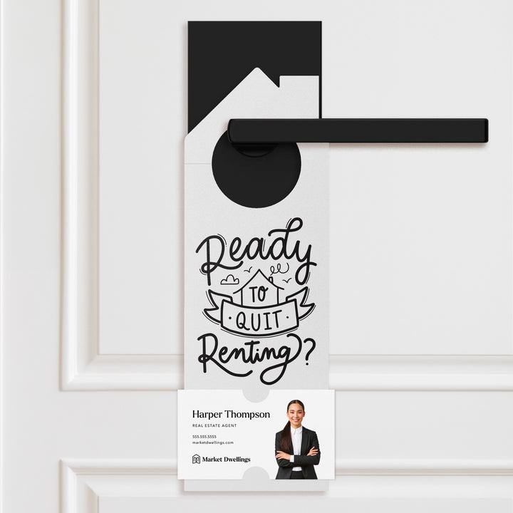 Ready to Quit Renting? | Double-Sided Real Estate Door Hangers | 53-DH002 Door Hanger Market Dwellings KRAFT  