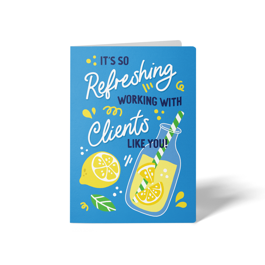 Set of It's So Refreshing Working With Clients Like You! | Greeting Cards | Envelopes Included | 56-GC001-AB Greeting Card Market Dwellings BRIGHT BLUE