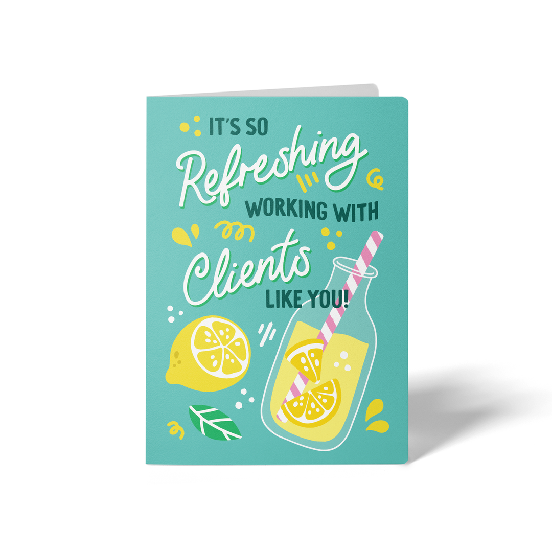 Set of It's So Refreshing Working With Clients Like You! | Greeting Cards | Envelopes Included | 56-GC001-AB Greeting Card Market Dwellings SEAFOAM