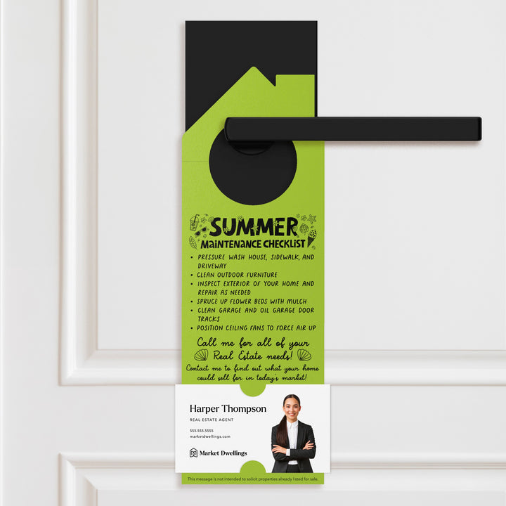 Summer Real Estate Maintenance Checklist Door Hangers Door Hanger Market Dwellings GREEN APPLE