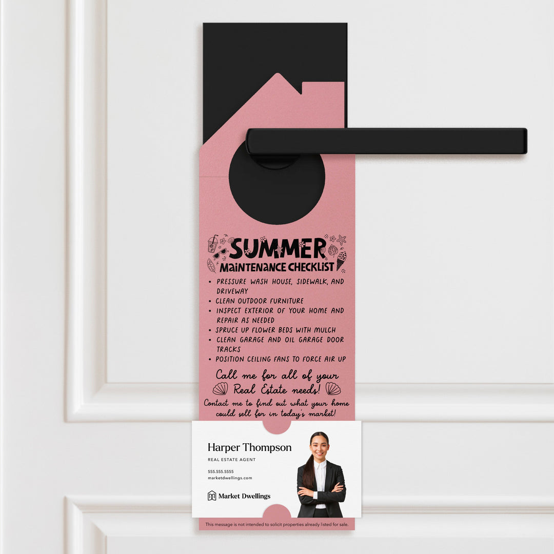 Summer Real Estate Maintenance Checklist Door Hangers Door Hanger Market Dwellings LIGHT PINK