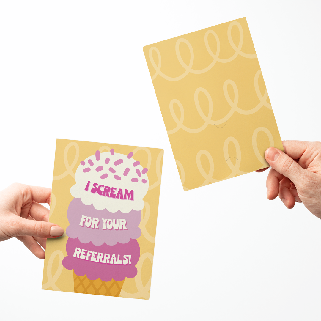 Set of I scream for your referrals! | Greeting Cards | Envelopes Included | 75-GC001-AB-STRAW Greeting Card Market Dwellings