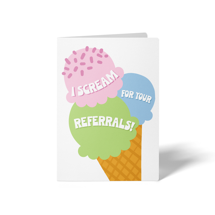 Set of I scream for your referrals! | Greeting Cards | Envelopes Included | 75-GC001-AB-STRAW Greeting Card Market Dwellings WHITE