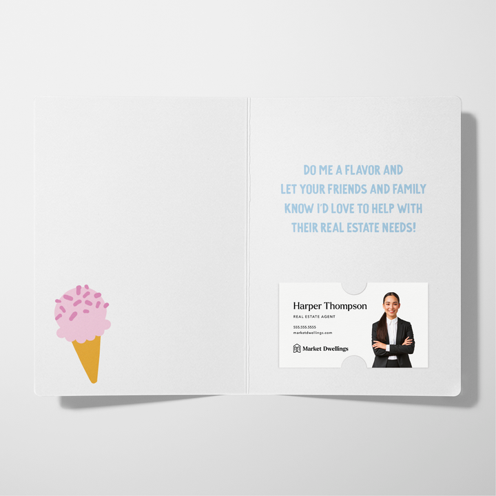 Set of I scream for your referrals! | Greeting Cards | Envelopes Included | 75-GC001-AB-STRAW Greeting Card Market Dwellings