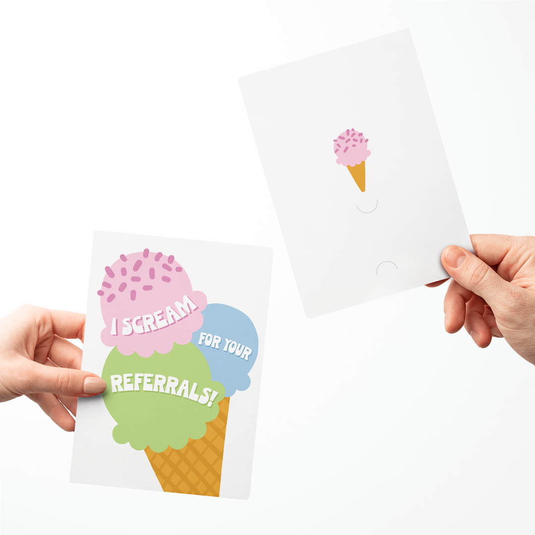 Set of I scream for your referrals! | Greeting Cards | Envelopes Included | 75-GC001-AB-STRAW Greeting Card Market Dwellings